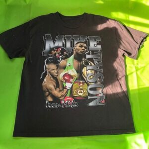 Mike Tyson Iron Mike Boxing Graphic T-Shirt Black Sports Mens Large Rap Style